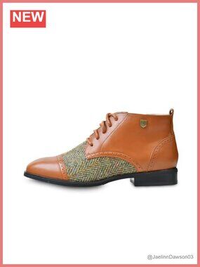 Buffalo Leather & Harris Tweed Ankle Boots with Fleece Lining
